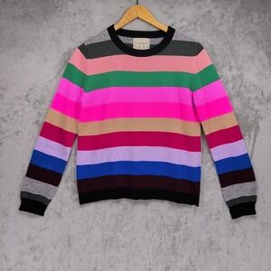 Jumper 1234 100% Cashmere Multicolor Stripe Crewneck Sweater Size 1 XS Rainbow